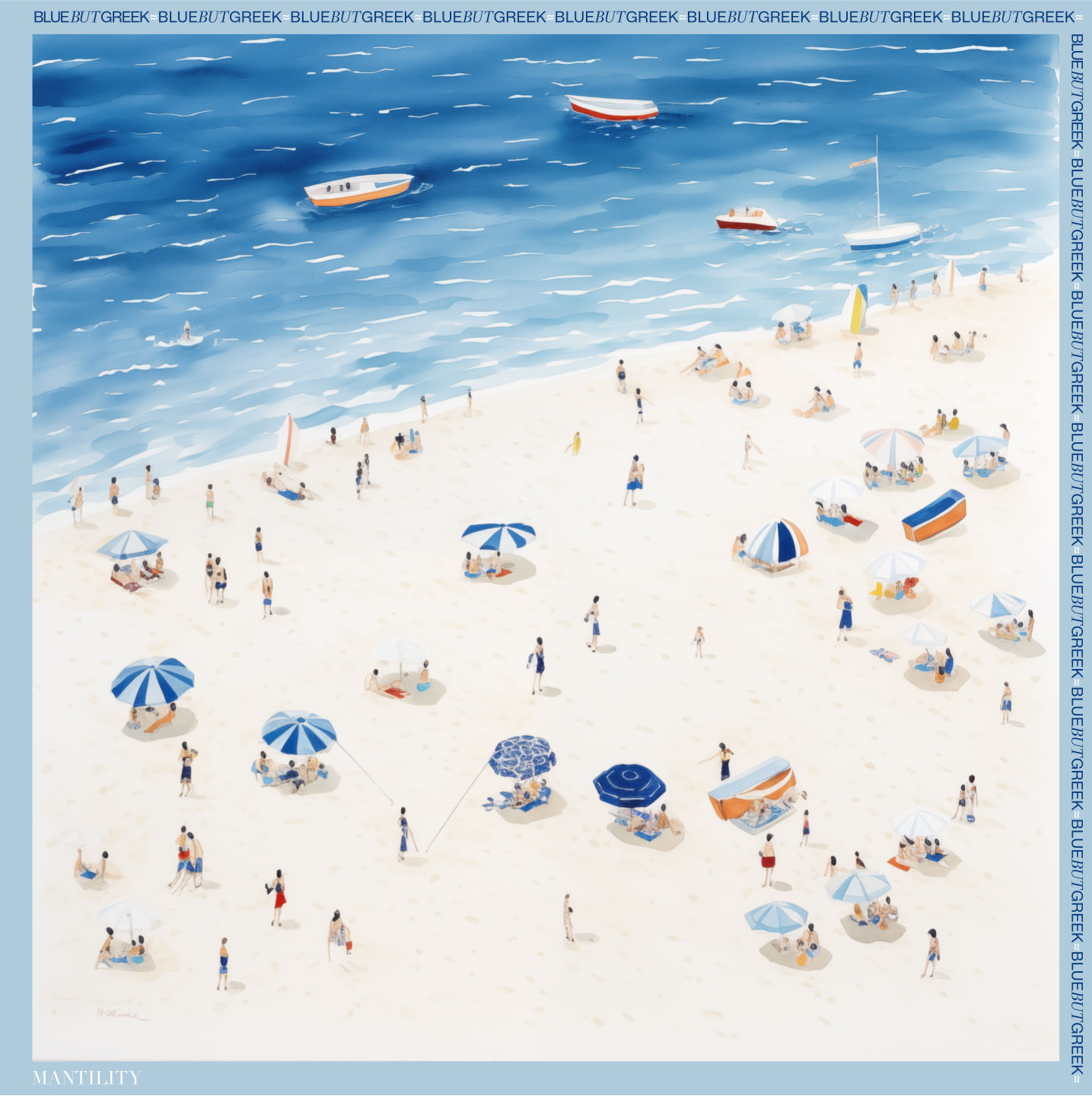 Μεταξωτό Μαντήλι Greek But Blue - 45x45cm