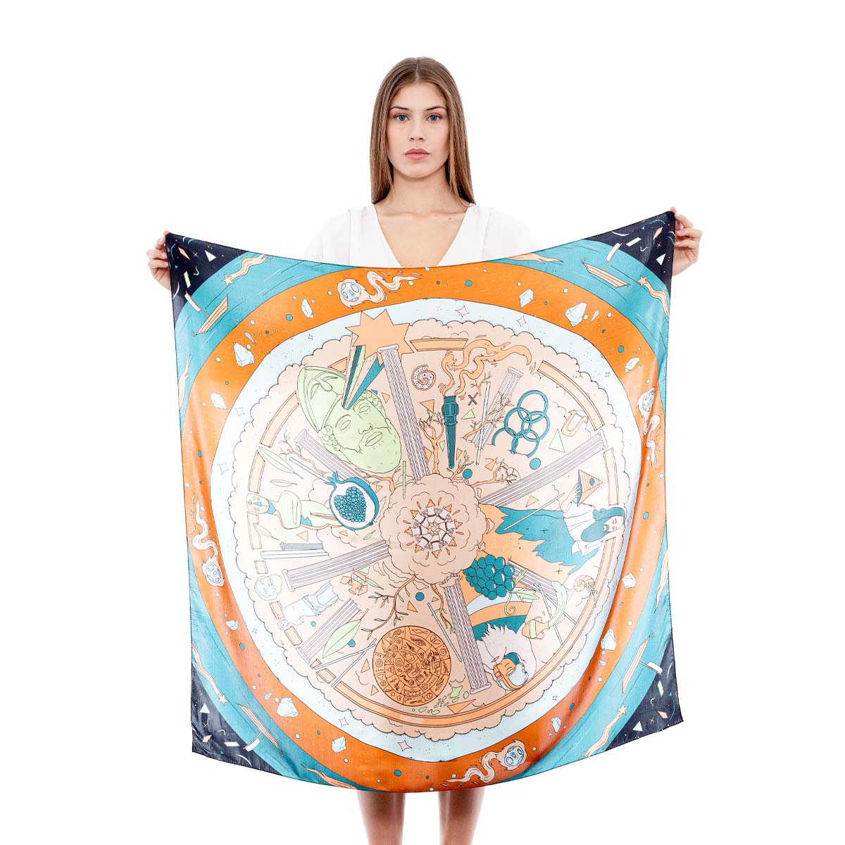 Μεταξωτό Μαντήλι Planet Ancient Greece - 90x90cm