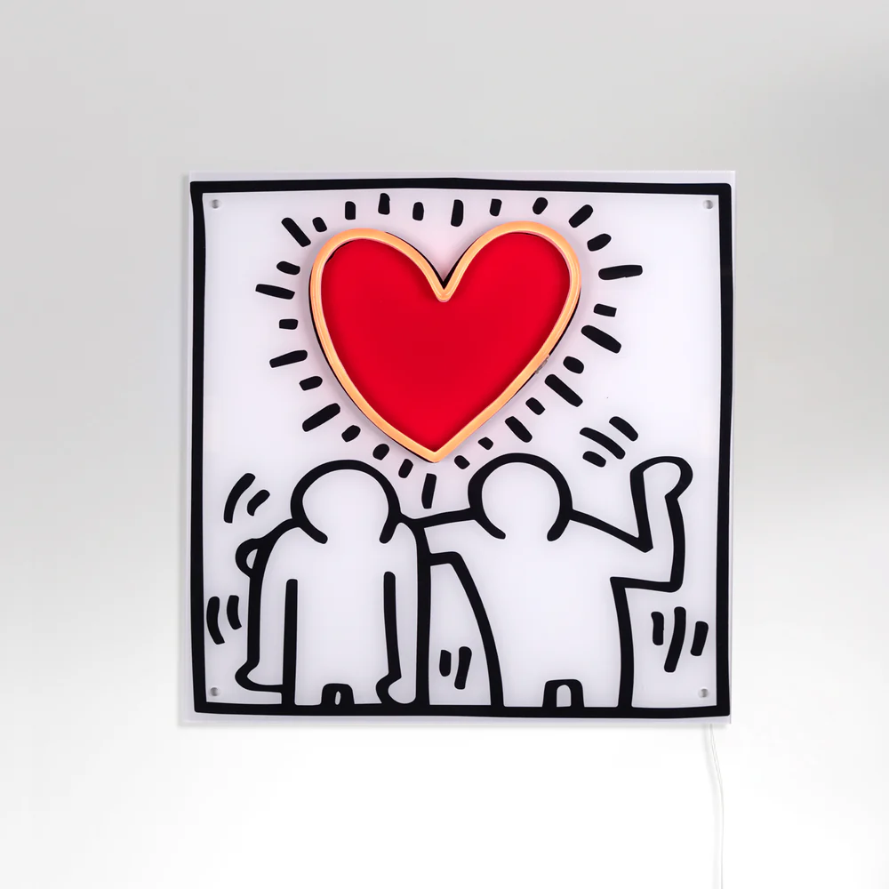 Επιτοίχιο Φωτιστικό Neon LED 52 x 52 cm - Love People Από Keith Haring