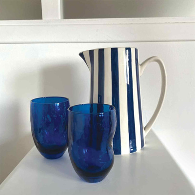 Tumbler Glass Tribu - Blue 11cm-2 Tumbler Glass Tribu - Blue 11cm-2