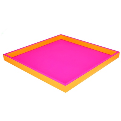 Neo Tray , Rectangular - Two-Tone Neon Pink / Neon Orange-1 Neo Tray , Rectangular - Two-Tone Neon Pink / Neon Orange-1