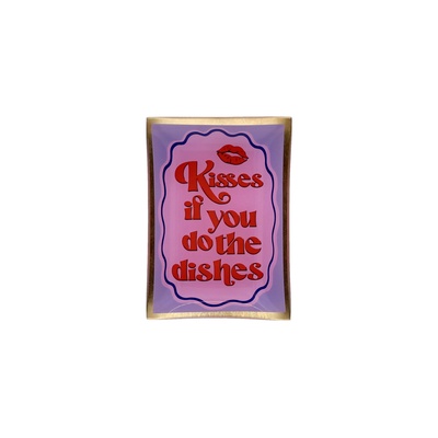 Love Plates Γυάλινο Πιάτο M “Kisses if you do the dishes” - Ροζ/Μωβ-1 Love Plates Γυάλινο Πιάτο M “Kisses if you do the dishes” - Ροζ/Μωβ-1