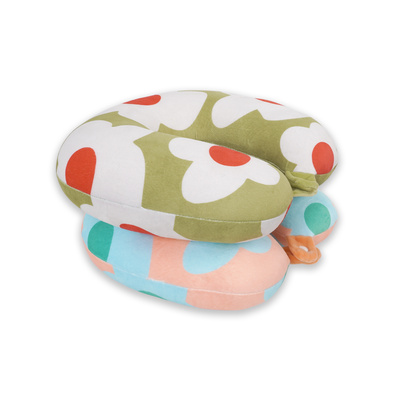 Travel Cushion Macro Flower - Olive Green-2 Travel Cushion Macro Flower - Olive Green-2