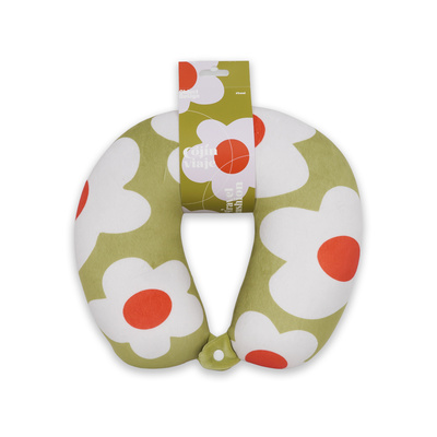 Travel Cushion Macro Flower - Olive Green-1 Travel Cushion Macro Flower - Olive Green-1
