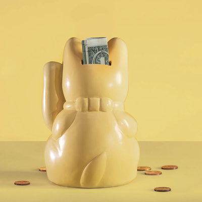 Lucky Cat Penny Bank - Light Yellow-2 Lucky Cat Penny Bank - Light Yellow-2