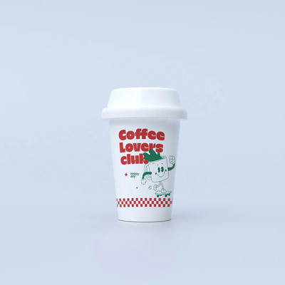 Vase Cup of Coffee  - White/Red/Green-1 Vase Cup of Coffee  - White/Red/Green-1