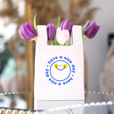Vase Plastic Bag - White/Blue/Yellow-2 Vase Plastic Bag - White/Blue/Yellow-2