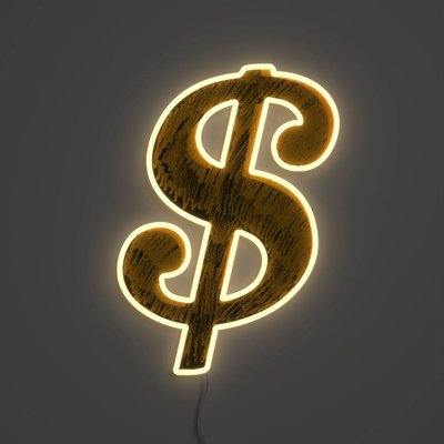 Neon LED Lamp 29 x 41 cm - Dollar Sign By Andy Warhol-1 Neon LED Lamp 29 x 41 cm - Dollar Sign By Andy Warhol-1
