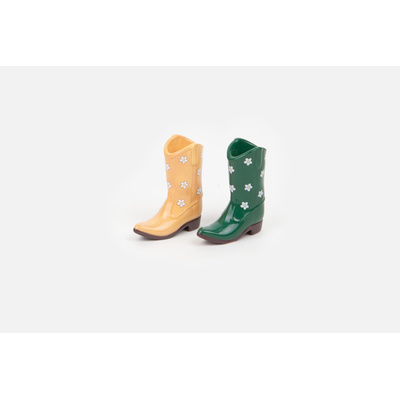 Rodeo Set of Salt & Pepper Cowboy Boots - Orange/Green-1 Rodeo Set of Salt & Pepper Cowboy Boots - Orange/Green-1