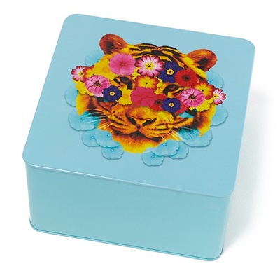 Square Tin Box Masktiger 17,7 cm-1 Square Tin Box Masktiger 17,7 cm-1