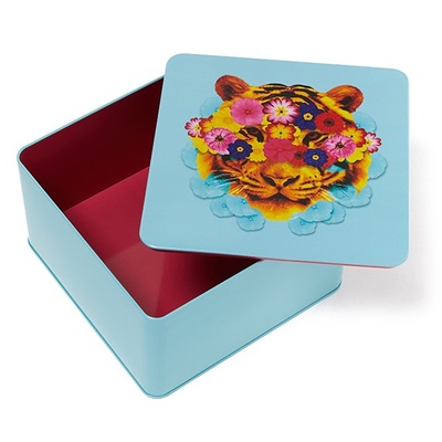 Square Tin Box Masktiger 17,7 cm-2 Square Tin Box Masktiger 17,7 cm-2