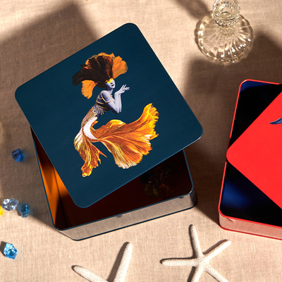 Square Tin Box Kiki 17,7 cm-2 Square Tin Box Kiki 17,7 cm-2