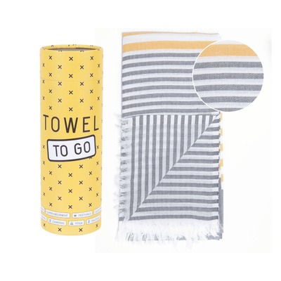 Πετσέτα Towel To Go σε συσκευασία Δώρου  1.80 x 1.00 m Bali - Γκρι / Μουσταρδί-1 Πετσέτα Towel To Go σε συσκευασία Δώρου  1.80 x 1.00 m Bali - Γκρι / Μουσταρδί-1