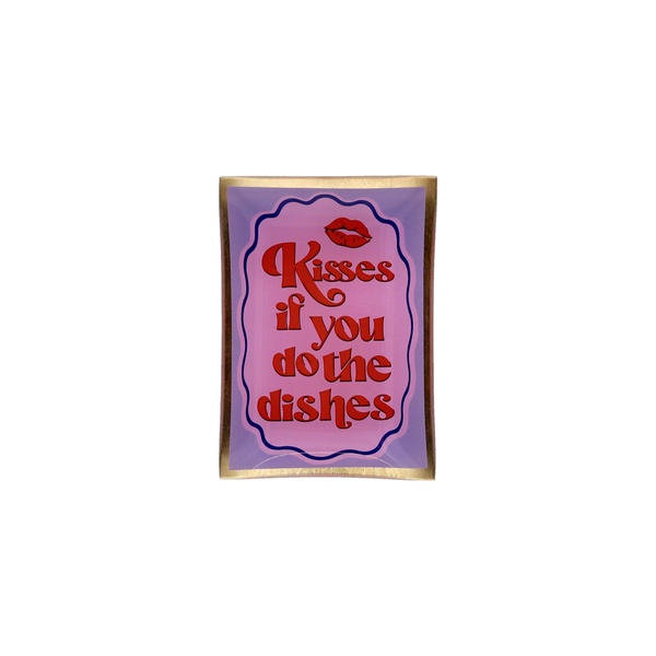 Love Plates Γυάλινο Πιάτο M “Kisses if you do the dishes” - Ροζ/Μωβ Love Plates Γυάλινο Πιάτο M “Kisses if you do the dishes” - Ροζ/Μωβ