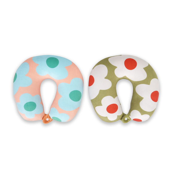 Travel Cushion Macro Flower - Olive Green - 2 Travel Cushion Macro Flower - Olive Green - 2