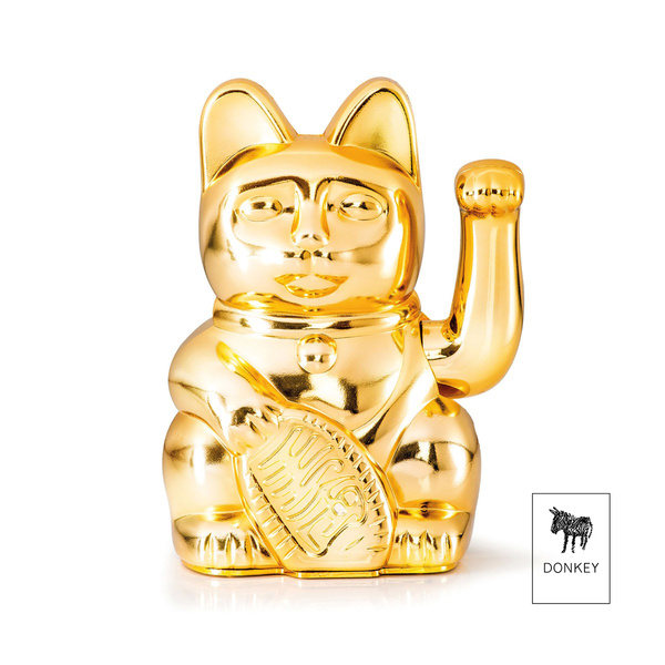 Τυχερή Γάτα Maneki Neko DONKEY σε Γυαλιστερό Χρυσό 15cm