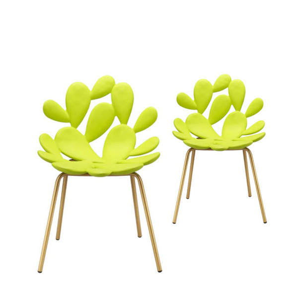Filicudi chairs by QEEBOO, Set of 2 pieces - Yellow/Brass