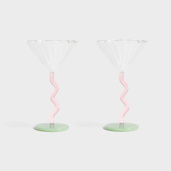 Coupe Curve Glasses - Pink Set Of 2