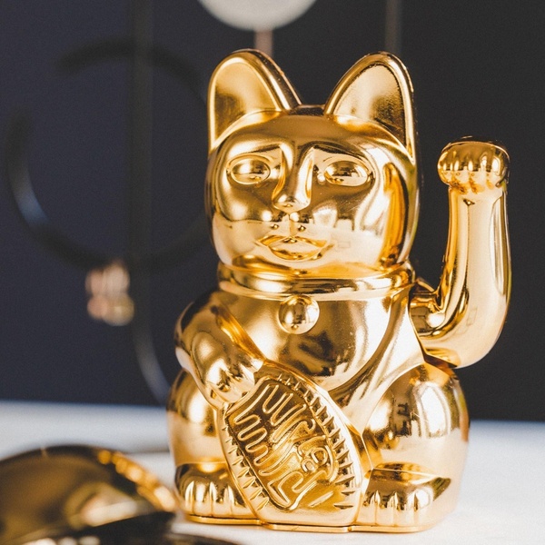 Τυχερή Γάτα Maneki Neko DONKEY σε Γυαλιστερό Χρυσό 15cm - 2