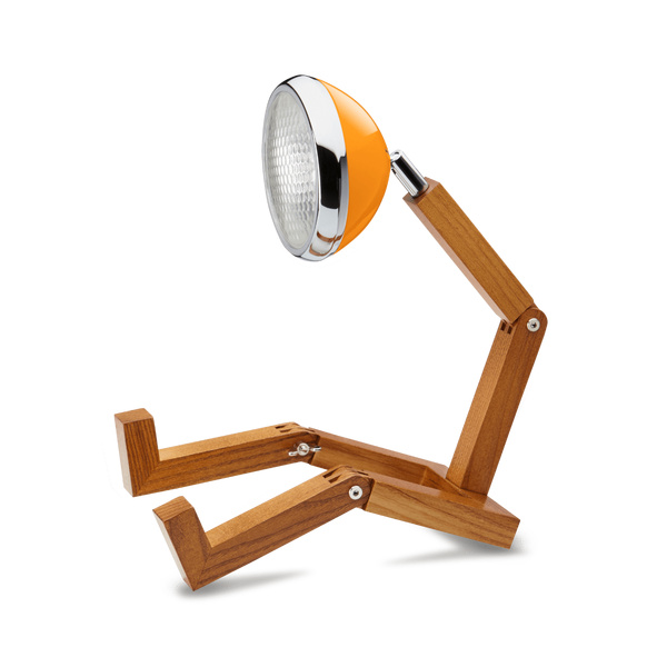 Lamp Handmade Wooden, LED light Mr. Wattson, 40cm | McLaren Orange
