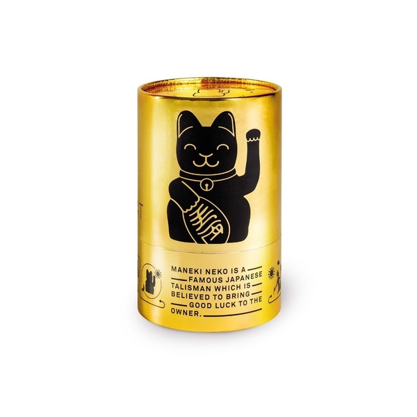 Τυχερή Γάτα Maneki Neko DONKEY σε Γυαλιστερό Μαύρο, 15 cm - 3
