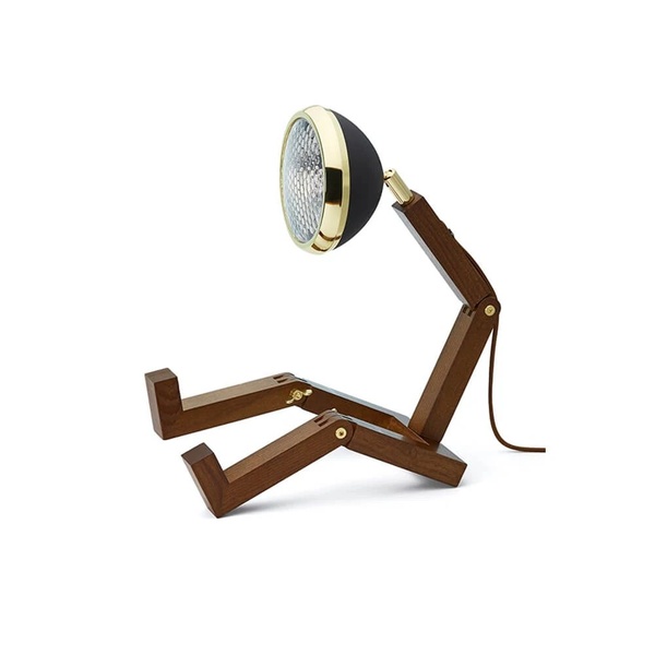 Lamp Handmade Wooden, LED light Mr. Wattson, 40cm | Matt Black (Brass)