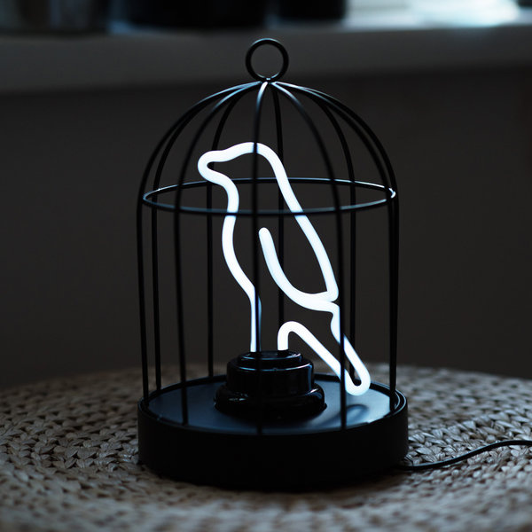 Neon Light Bird in a Cage - 1