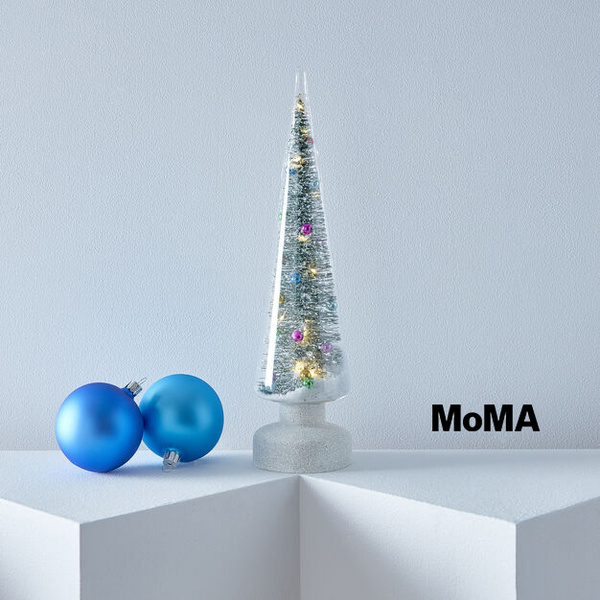 Christmas Tree by MoMA with Glass & LED Light, 35cm - Snowy Wonderland - 1