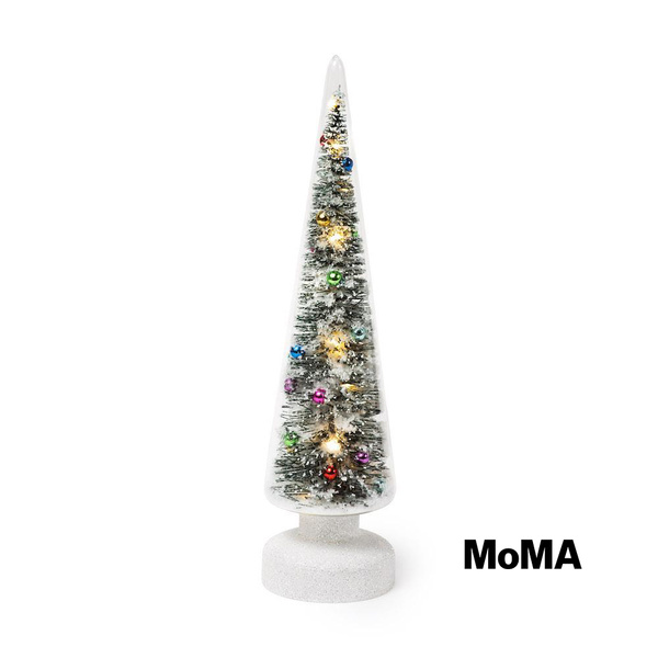 Christmas Tree by MoMA with Glass & LED Light, 35cm - Snowy Wonderland