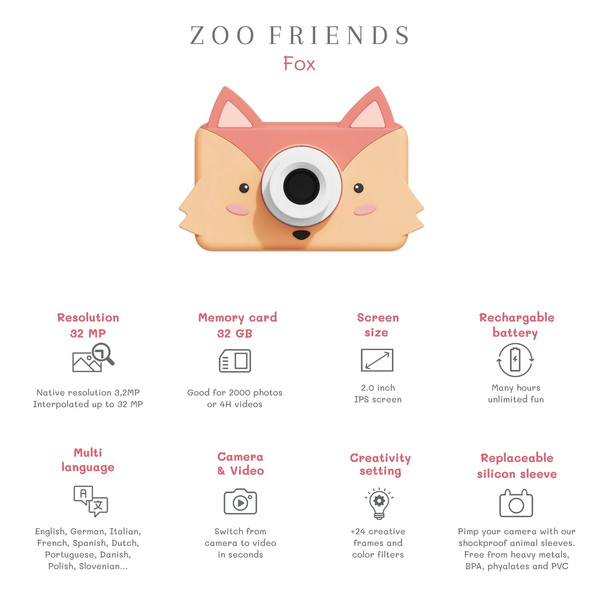 Zoo Friends Children's Digital Camera – Fox - 2 Zoo Friends Children's Digital Camera – Fox - 2