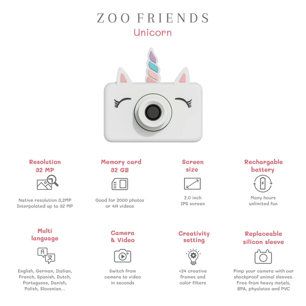 Zoo Friends Children's Digital Camera – Unicorn - 3 Zoo Friends Children's Digital Camera – Unicorn - 3