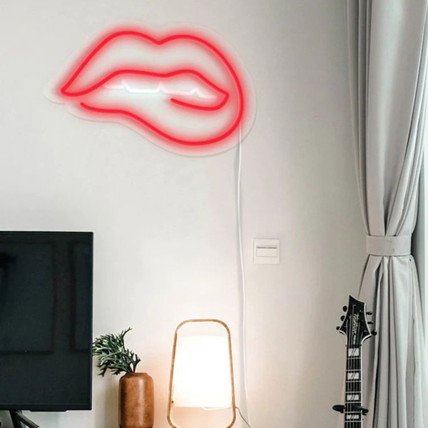 Neon LED Lamp USB 40 x 19,2 x 0,55cm - Biting Lips - 1