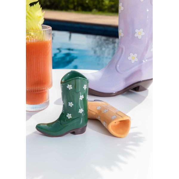 Rodeo Set of Salt & Pepper Cowboy Boots - Orange/Green - 2 Rodeo Set of Salt & Pepper Cowboy Boots - Orange/Green - 2