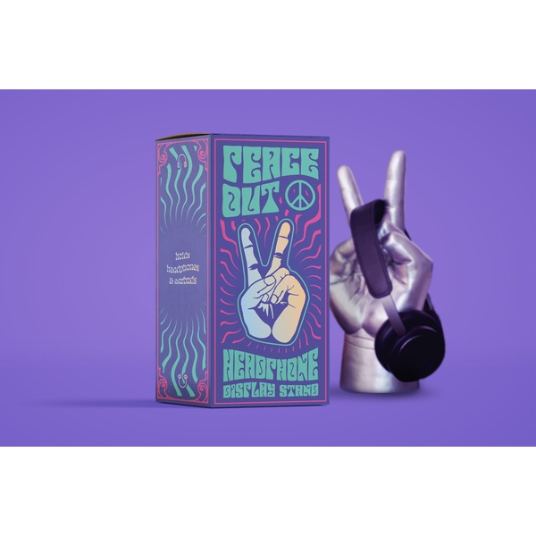 Peace sign organiser headphone display stand sculpture 13,5 x 28 x 9,5cm | 0.6Kg - 2 Peace sign organiser headphone display stand sculpture 13,5 x 28 x 9,5cm | 0.6Kg - 2