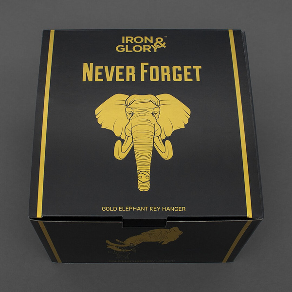 Iron & Glory Gold Elephant Key Hanger 13 cm x 14 cm x 10 cm - Never Forget Iron & Glory Gold Elephant Key Hanger 13 cm x 14 cm x 10 cm - Never Forget