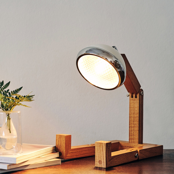 Lamp Handmade Wooden, LED light Mr. Wattson, 40cm | Vintage White - 1