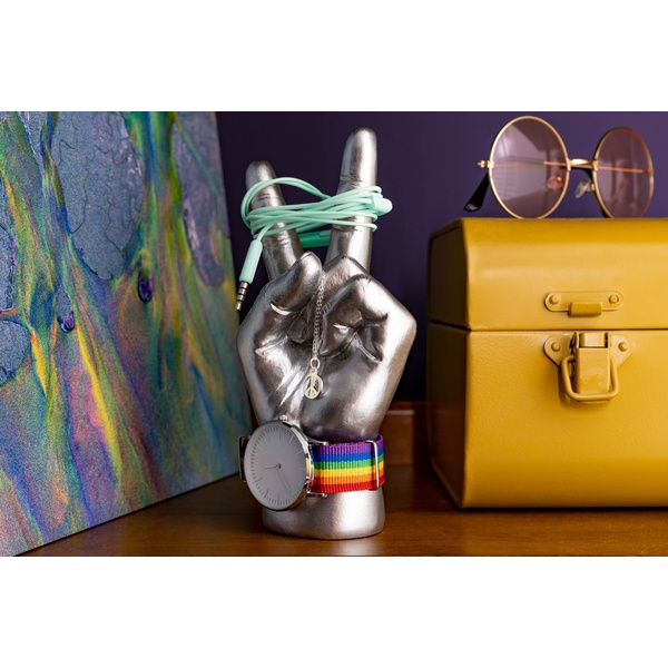 Peace sign organiser headphone display stand sculpture 13,5 x 28 x 9,5cm | 0.6Kg - 6 Peace sign organiser headphone display stand sculpture 13,5 x 28 x 9,5cm | 0.6Kg - 6