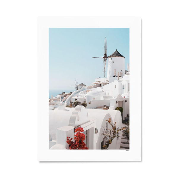 Santorini - White Mills Print - A4 (21 x 30cm)
