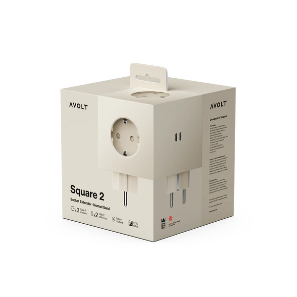 Square 2 Socket extender with 30W Dual USBC, Beige - 2 Square 2 Socket extender with 30W Dual USBC, Beige - 2