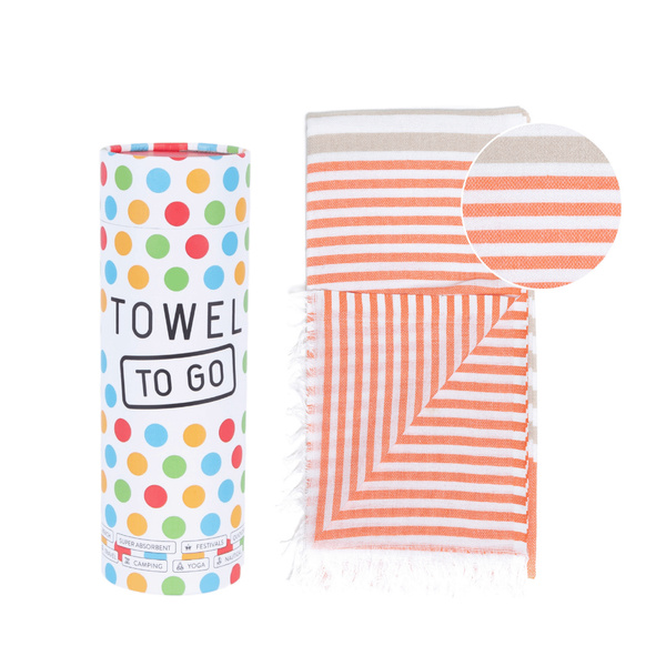 Πετσέτα Towel To Go σε συσκευασία Δώρου  1.80 x 1.00 m Bali - Πορτοκαλί / Μπεζ
