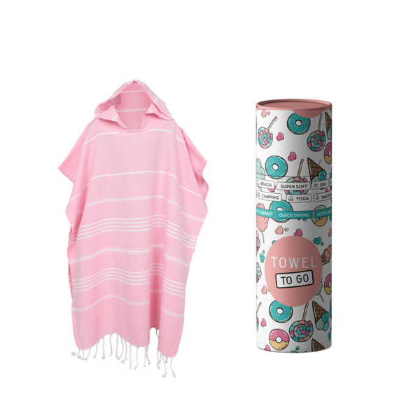 Παιδικό Poncho Towel to Go σε συσκευασία Δώρου 1.80 x 1.00 m - Ροζ