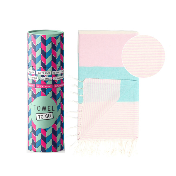 Πετσέτα Towel To Go σε συσκευασία Δώρου  1.80 x 1.00 m Palermo - Πράσινο Μέντας / Ροζ