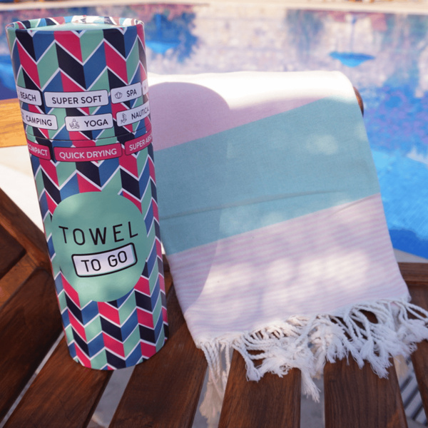 Πετσέτα Towel To Go σε συσκευασία Δώρου  1.80 x 1.00 m Palermo - Πράσινο Μέντας / Ροζ - 1