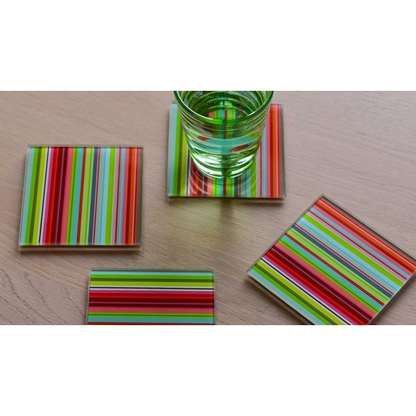 Glass Coaster Set - Stripes - 5