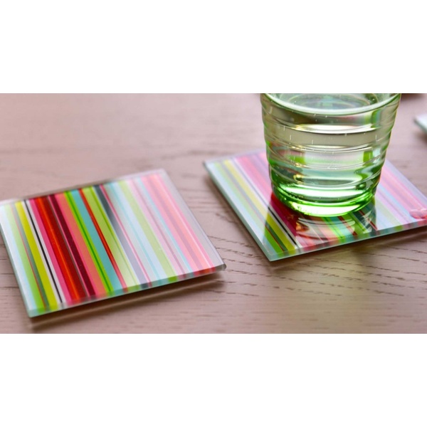 Glass Coaster Set - Stripes - 1