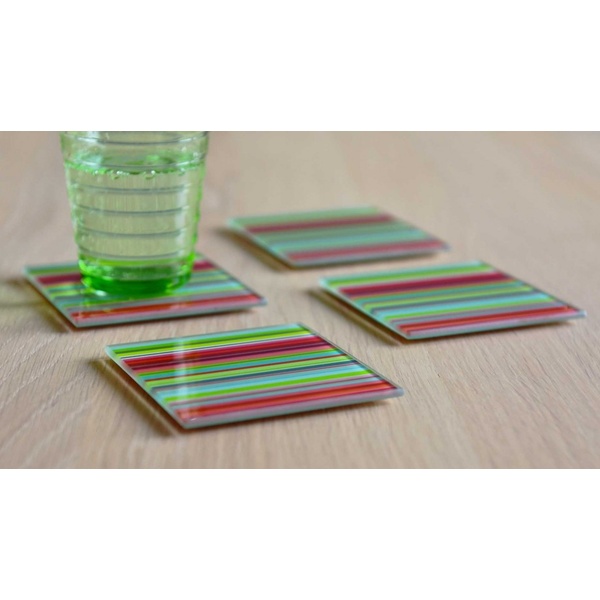 Glass Coaster Set - Stripes - 3