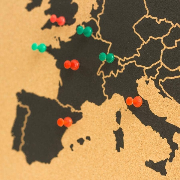 Ευρωπαϊκός Χάρτης Woody από Φελλό με μαύρο κάδρο XL 90 x 60 cm - Μαύρο - 4
