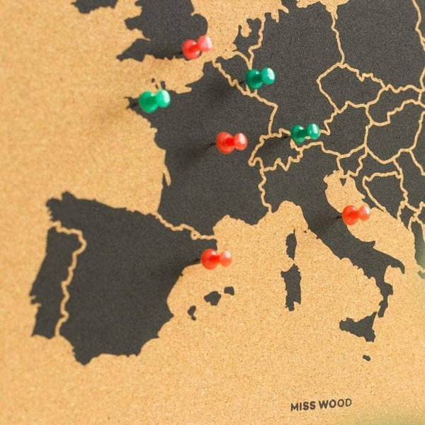 Ευρωπαϊκός Χάρτης Woody από Φελλό με μαύρο κάδρο XL 90 x 60 cm - Μαύρο - 7