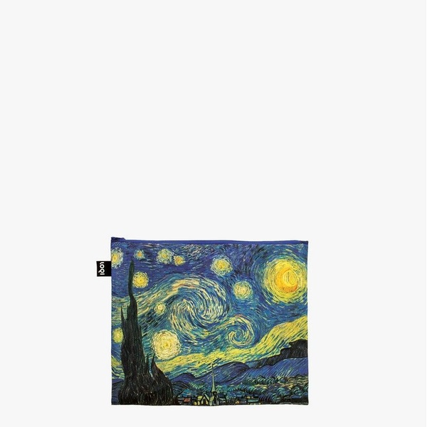 LOQI Set Zip Pockets Recycled | VINCENT VAN GOGH - Irises, A Wheatfield With Cypresses, The Starry Night - 1