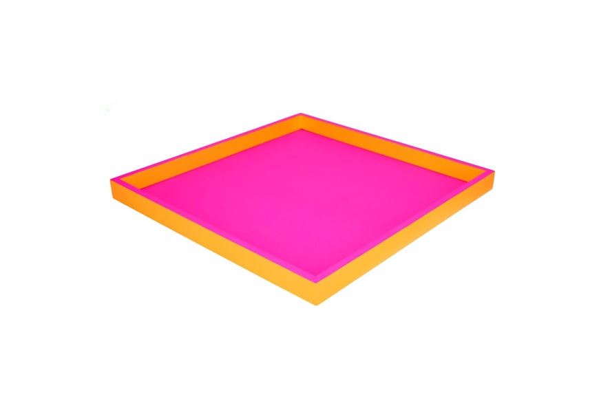 Neo Tray , Rectangular - Two-Tone Neon Pink / Neon Orange Neo Tray , Rectangular - Two-Tone Neon Pink / Neon Orange
